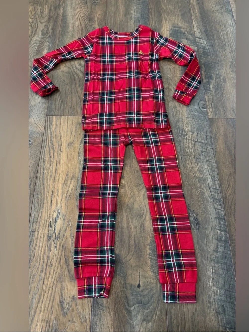 GAP Kids Organic Cotton Holiday Red Tartan Plaid Pajama Set, Size 12, NEW